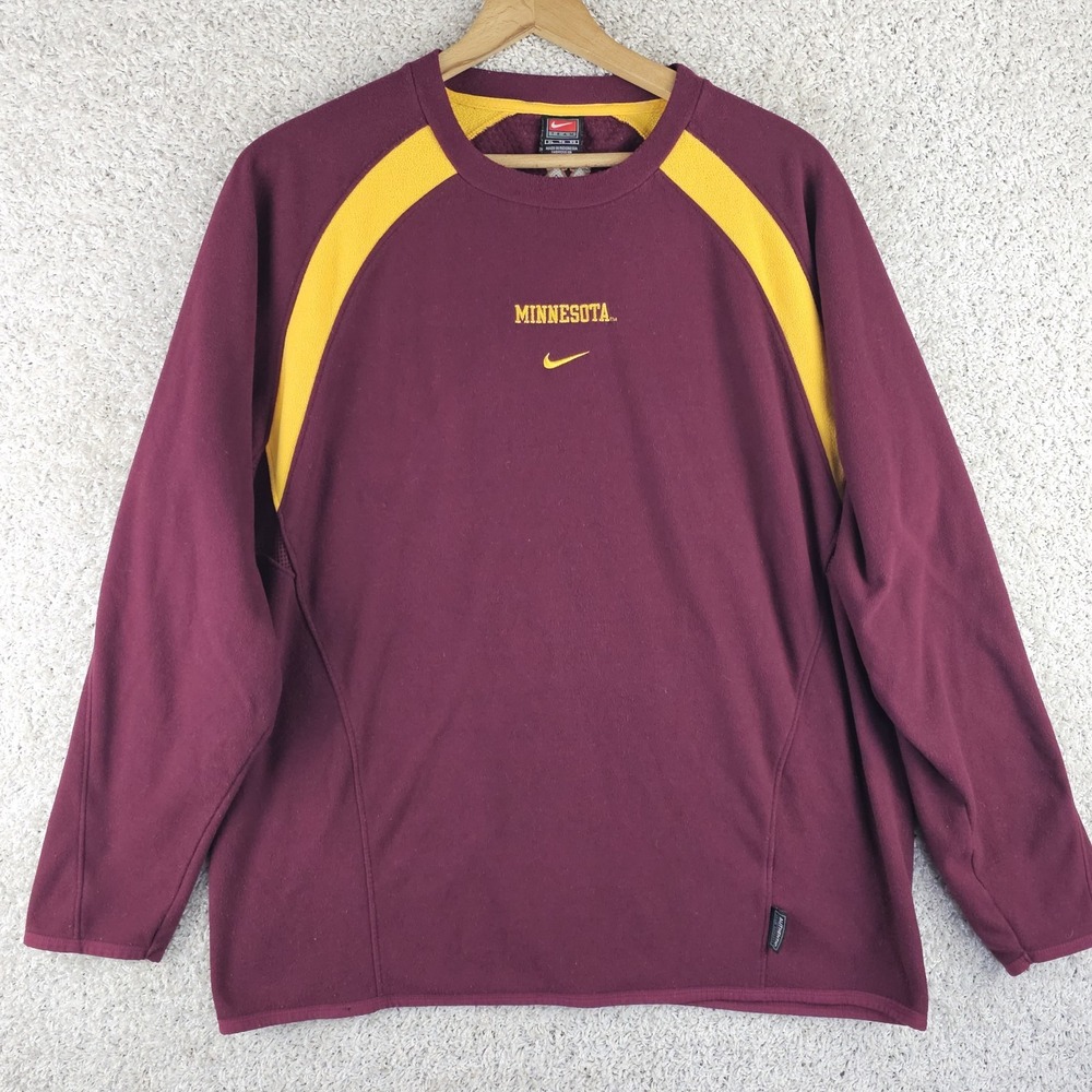 Vintage Nike MN Golden Gophers Center Swoosh ThermaFit Fleece Sweatshirt Sz XL